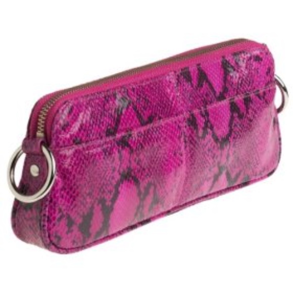 🎉2HP🎉 LATICO Raven Leather Snake Clutch CrossBody Handbag Hot Pink Magenta NWT - Picture 13 of 15